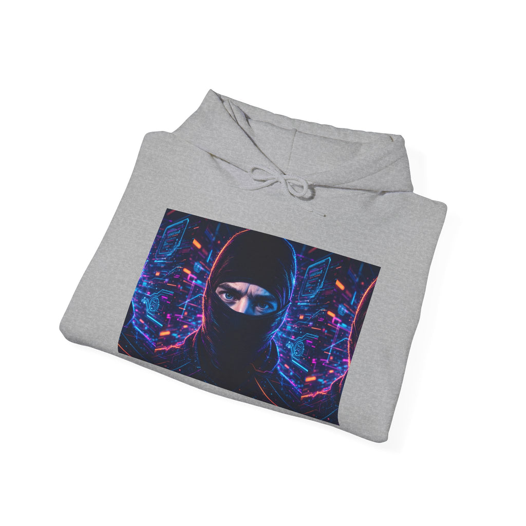 Ninja Cyberpunk Hoodie — Neon Futuristic Masked Warrior Sweatshirt