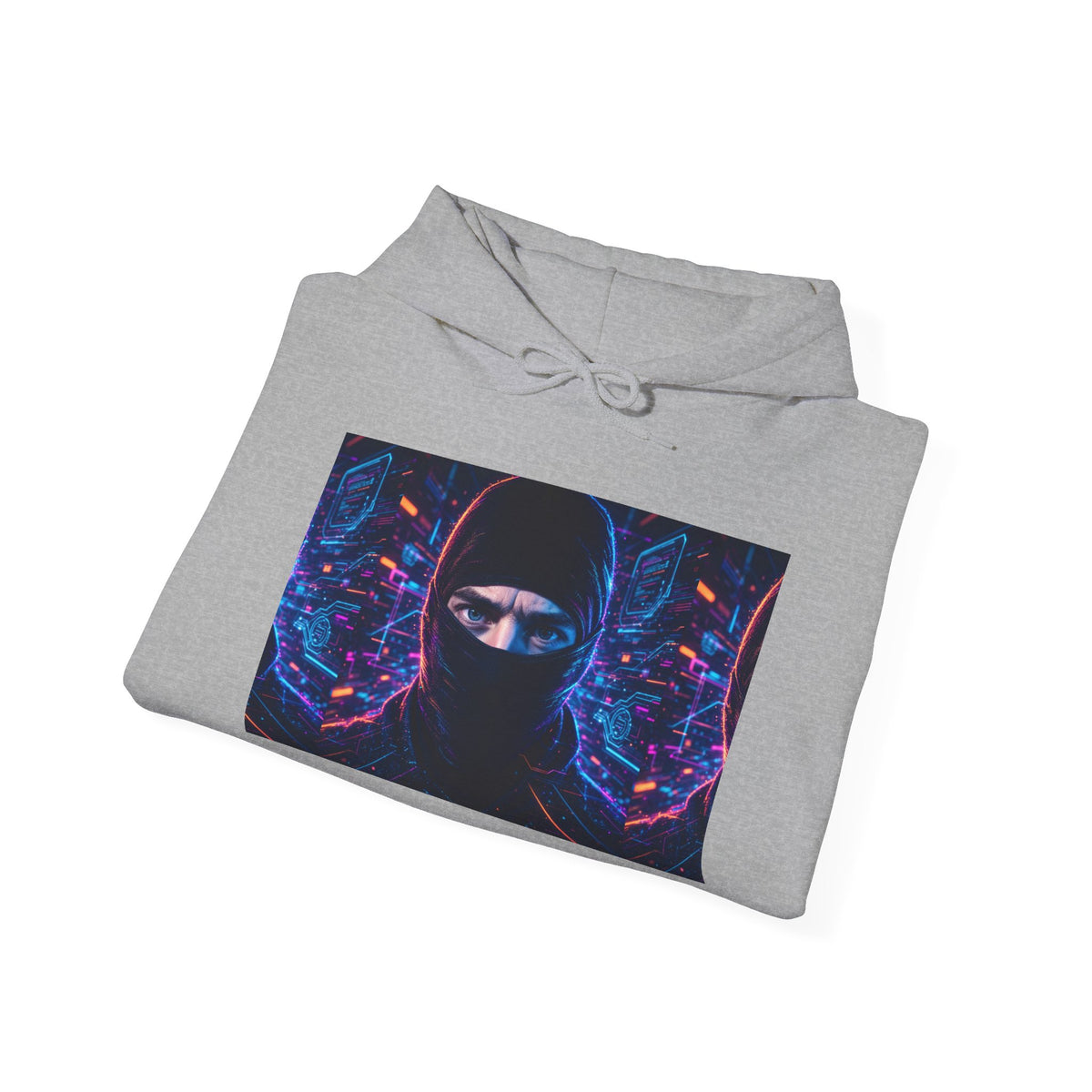 Ninja Cyberpunk Hoodie — Neon Futuristic Masked Warrior Sweatshirt
