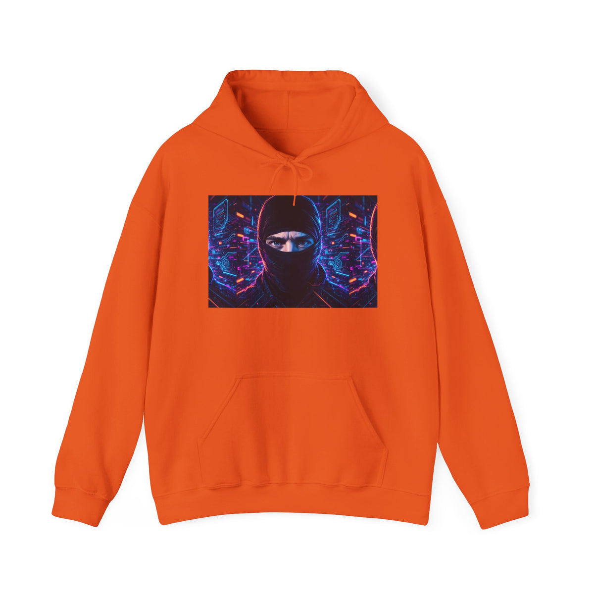 Ninja Cyberpunk Hoodie — Neon Futuristic Masked Warrior Sweatshirt