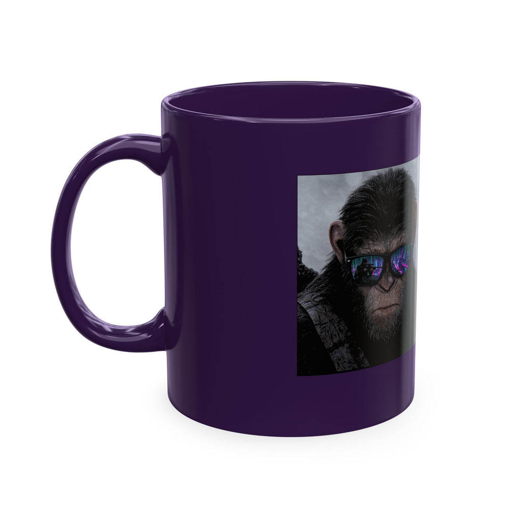 Cyber Ape & Ninja Ceramic Mug — Retro Futuristic Gamer Coffee Cup