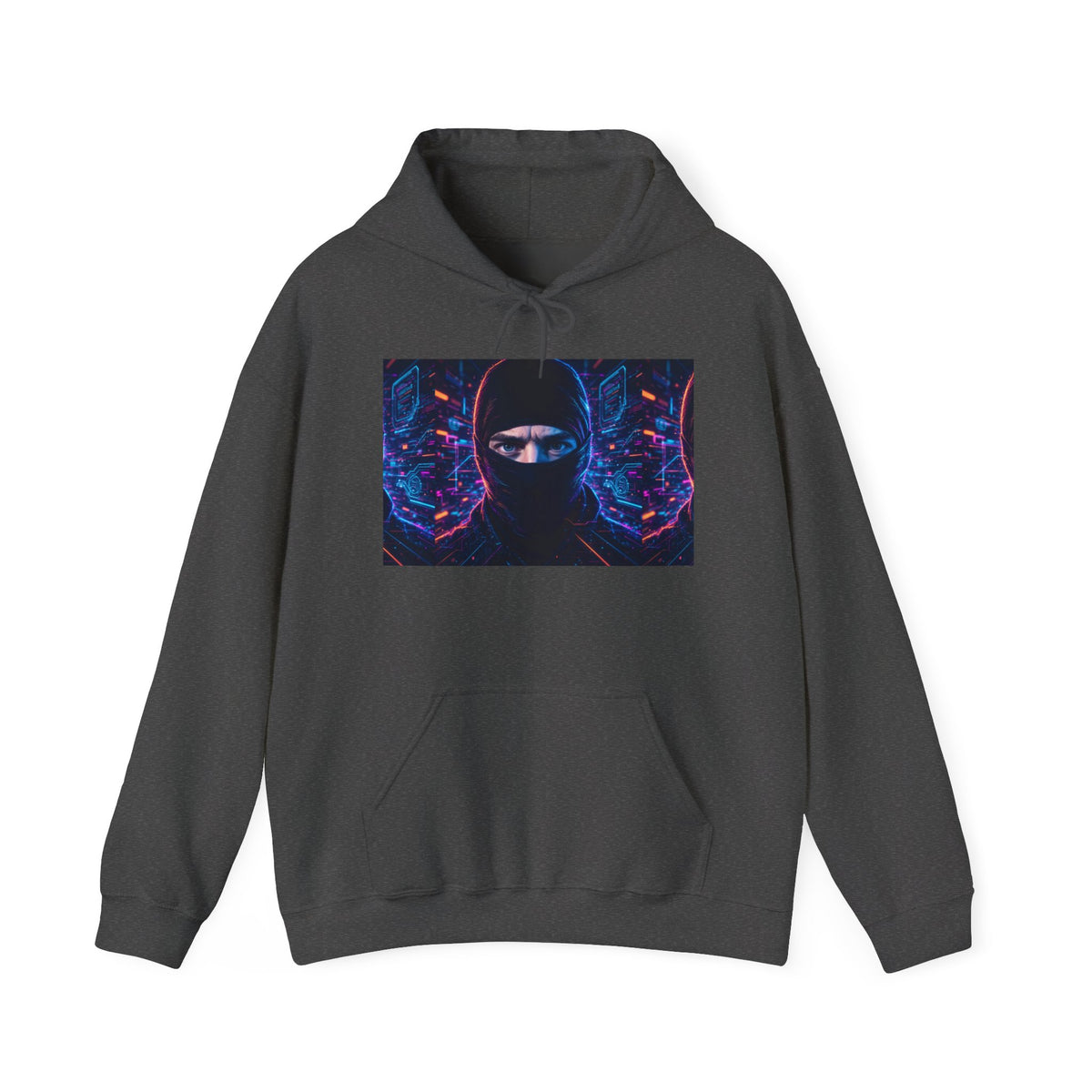 Ninja Cyberpunk Hoodie — Neon Futuristic Masked Warrior Sweatshirt