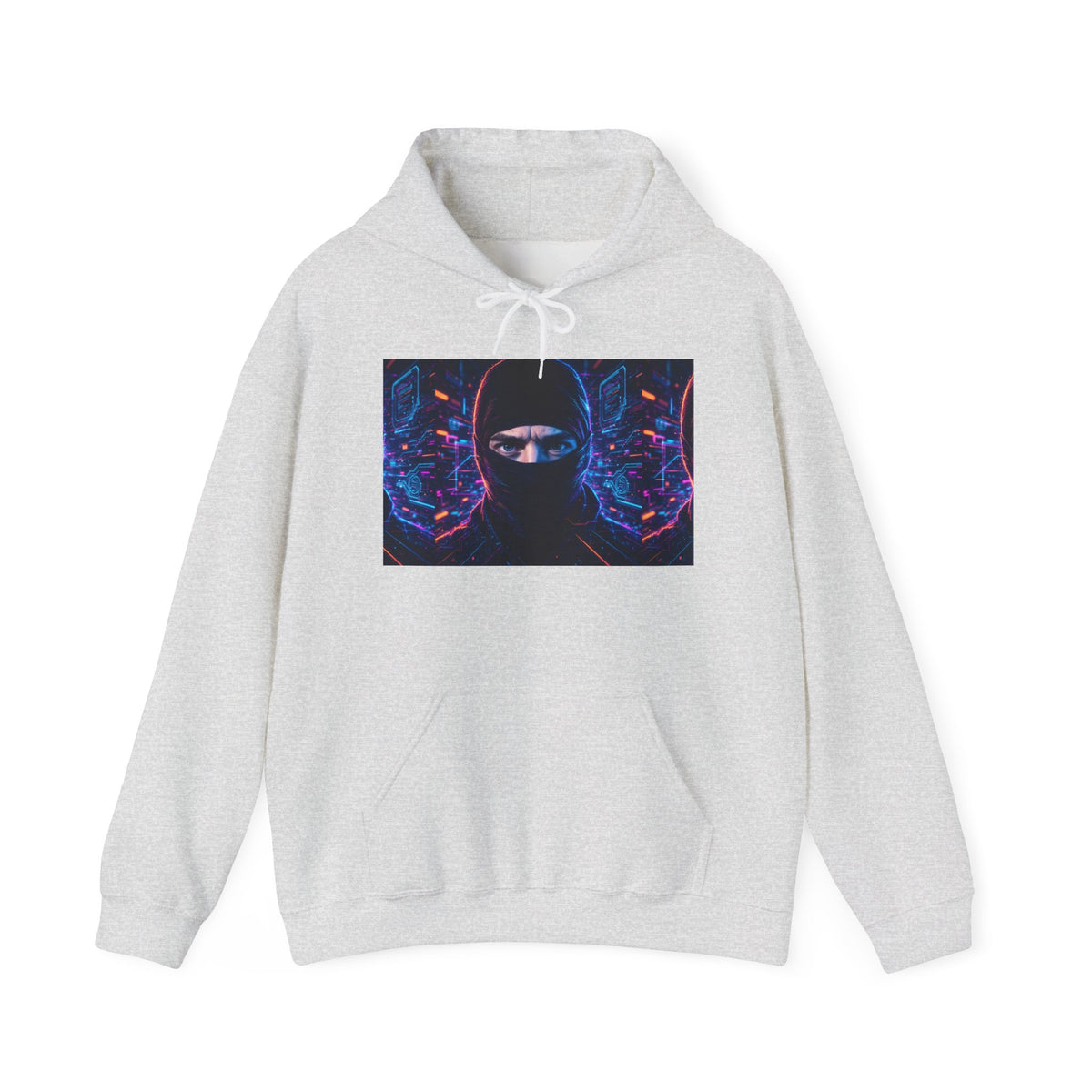 Ninja Cyberpunk Hoodie — Neon Futuristic Masked Warrior Sweatshirt