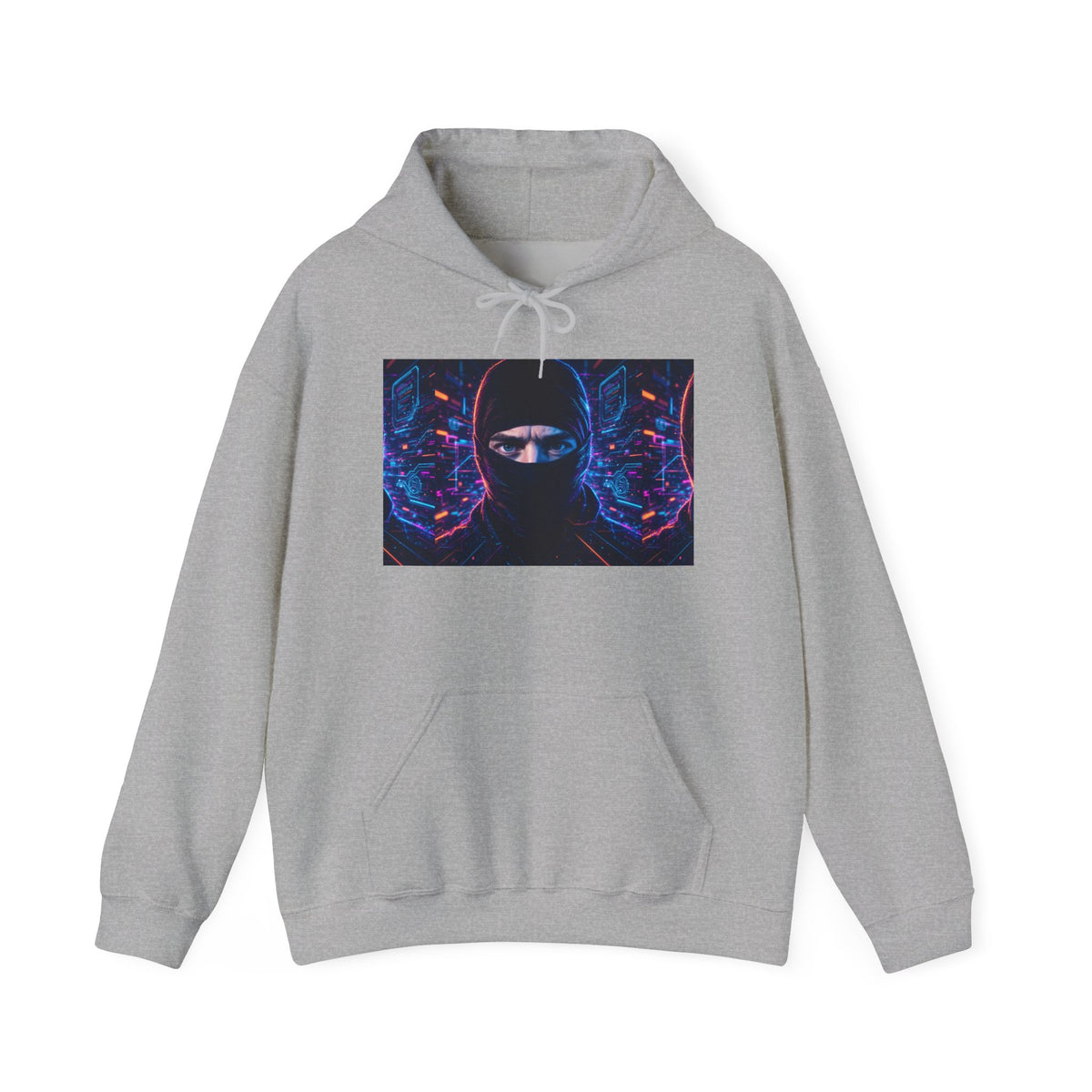 Ninja Cyberpunk Hoodie — Neon Futuristic Masked Warrior Sweatshirt
