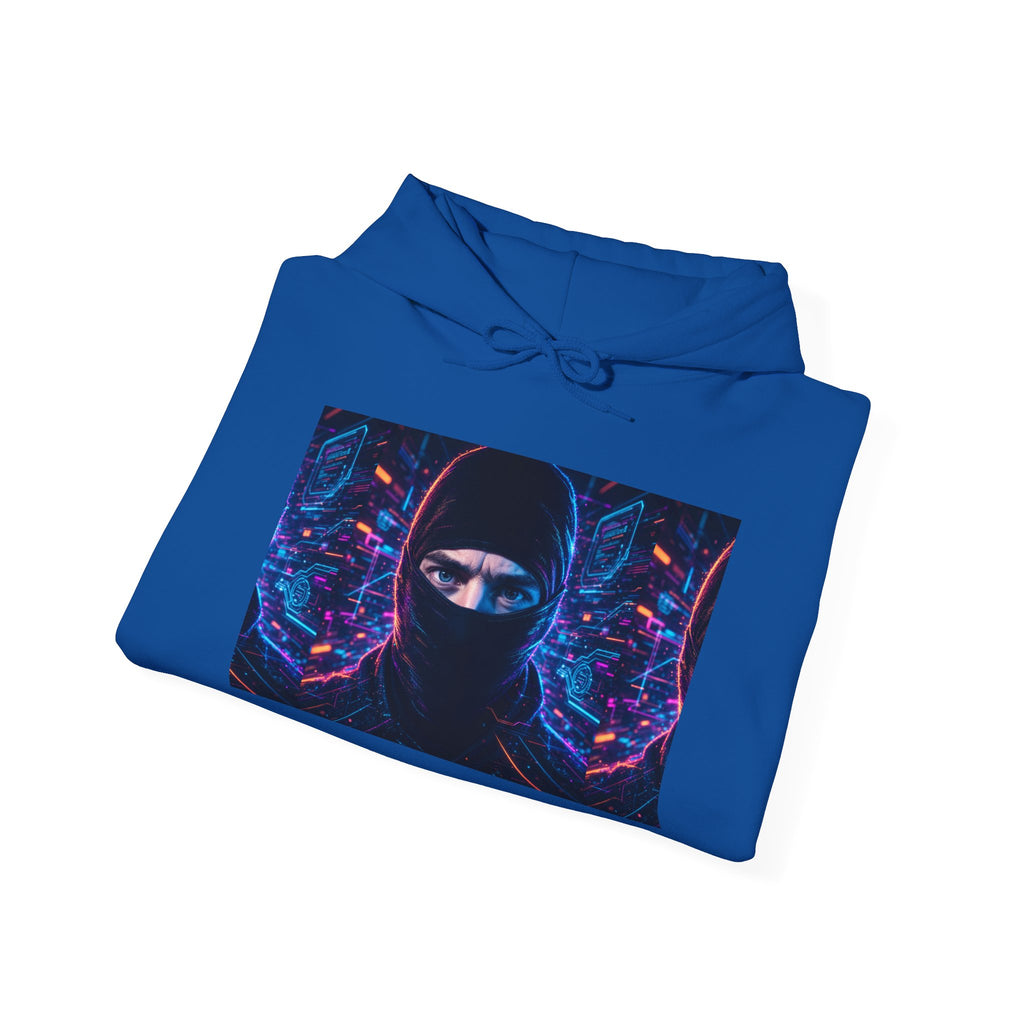 Ninja Cyberpunk Hoodie — Neon Futuristic Masked Warrior Sweatshirt