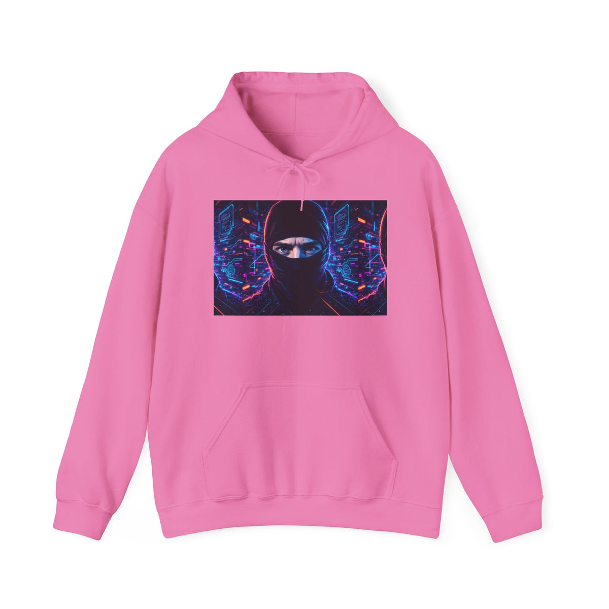 Ninja Cyberpunk Hoodie — Neon Futuristic Masked Warrior Sweatshirt
