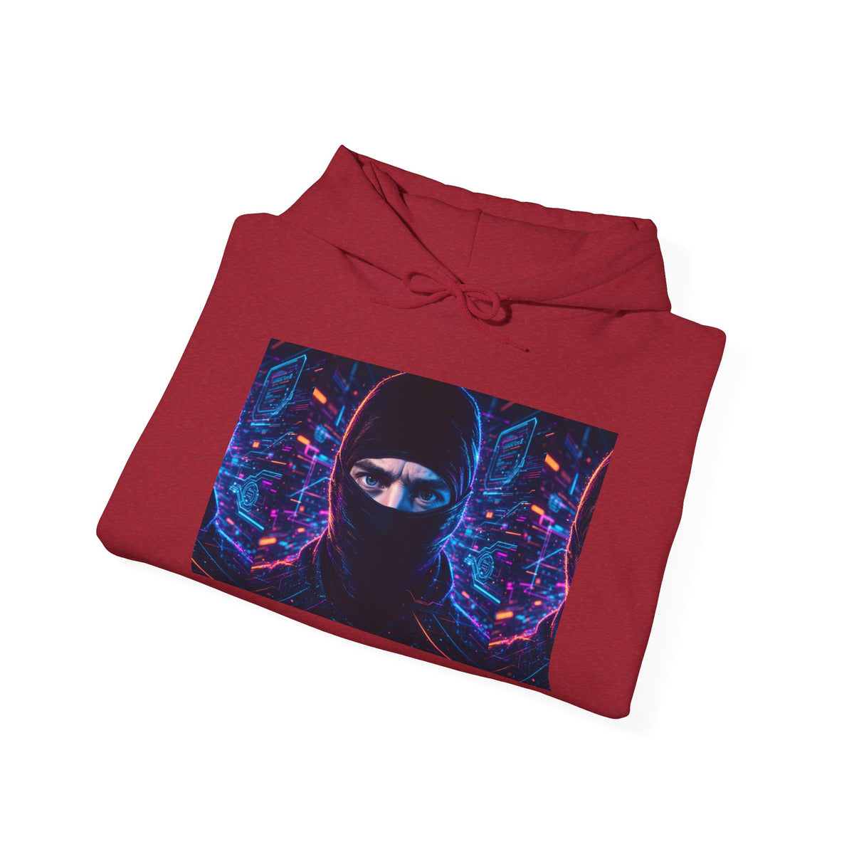 Ninja Cyberpunk Hoodie — Neon Futuristic Masked Warrior Sweatshirt