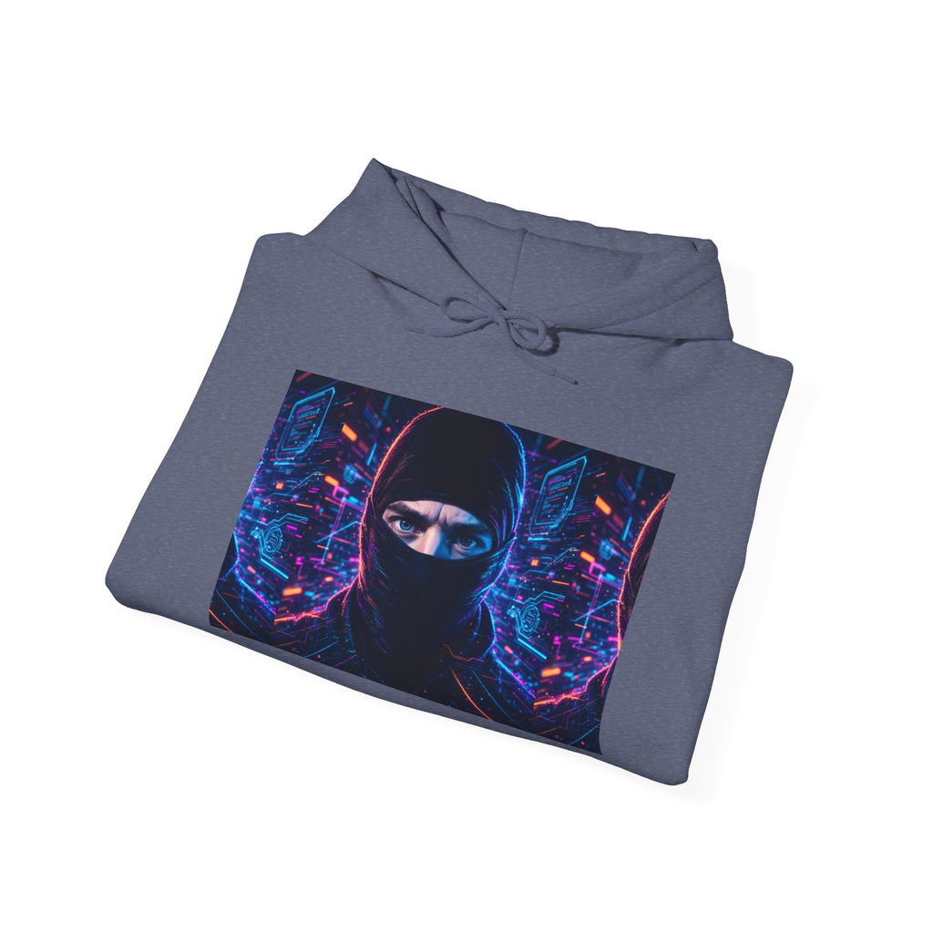 Ninja Cyberpunk Hoodie — Neon Futuristic Masked Warrior Sweatshirt