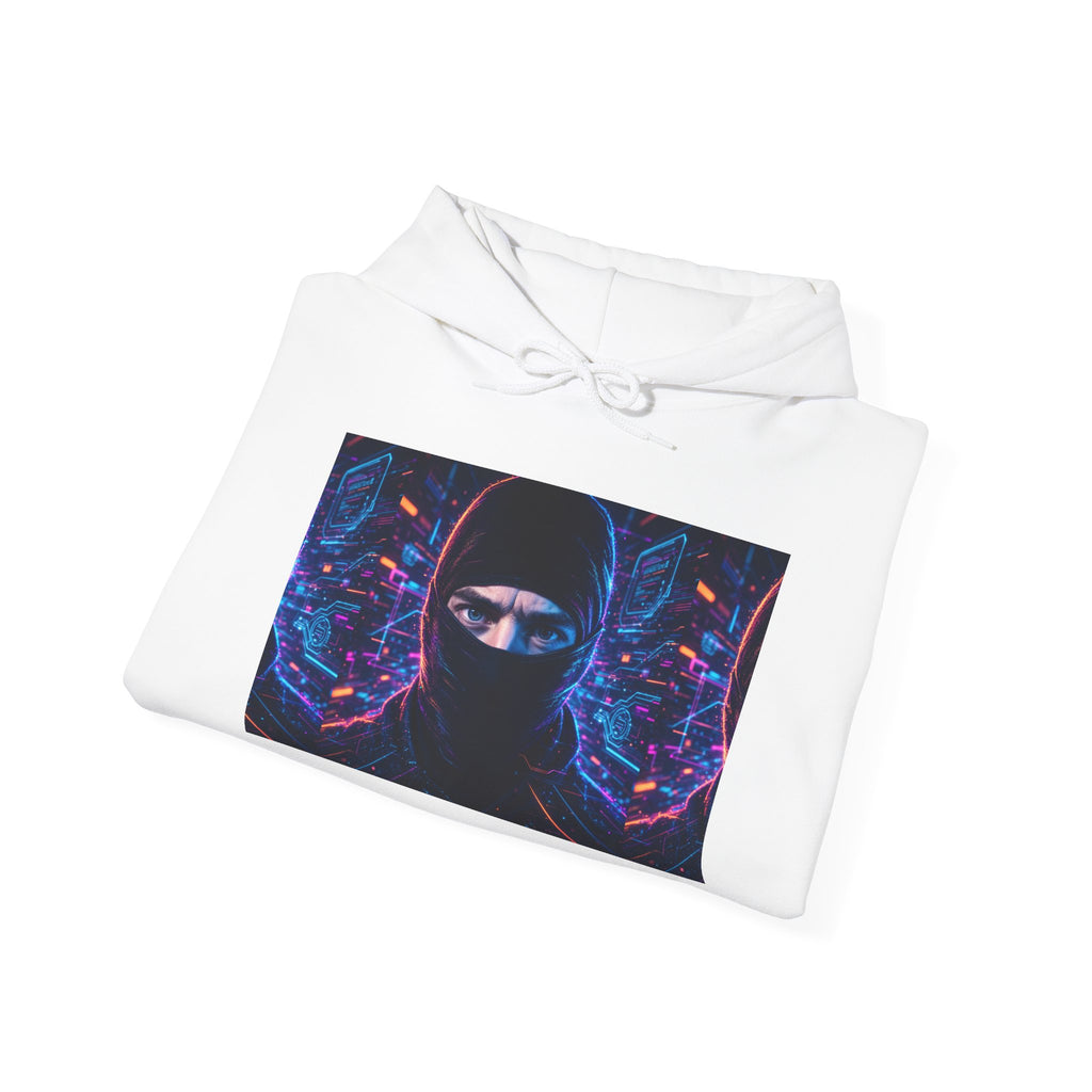 Ninja Cyberpunk Hoodie — Neon Futuristic Masked Warrior Sweatshirt