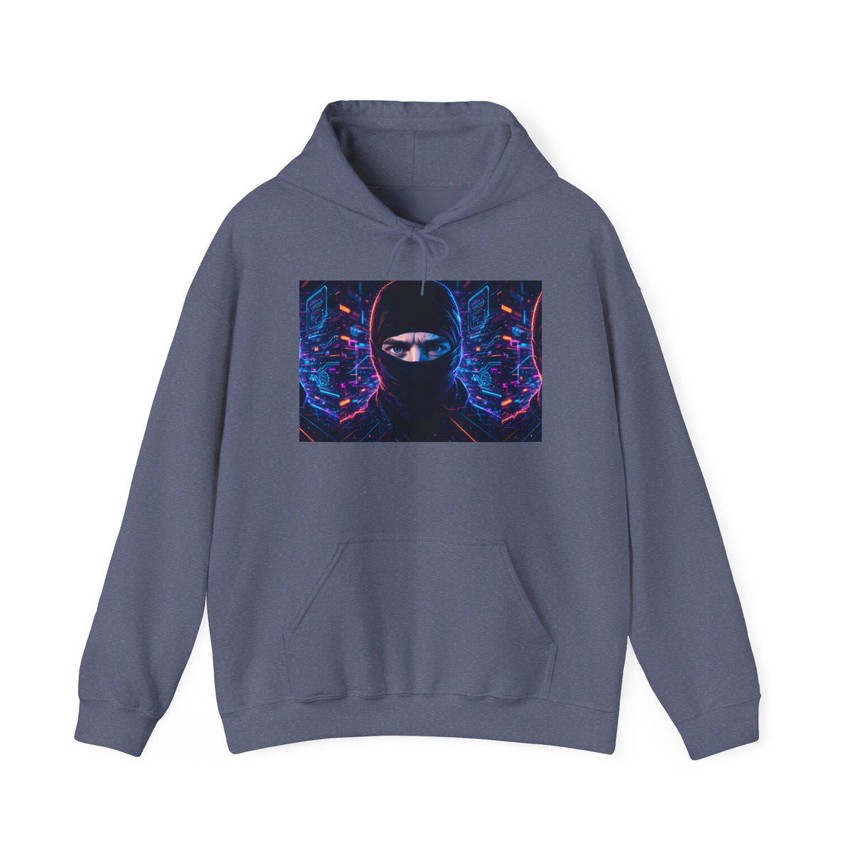 Ninja Cyberpunk Hoodie — Neon Futuristic Masked Warrior Sweatshirt