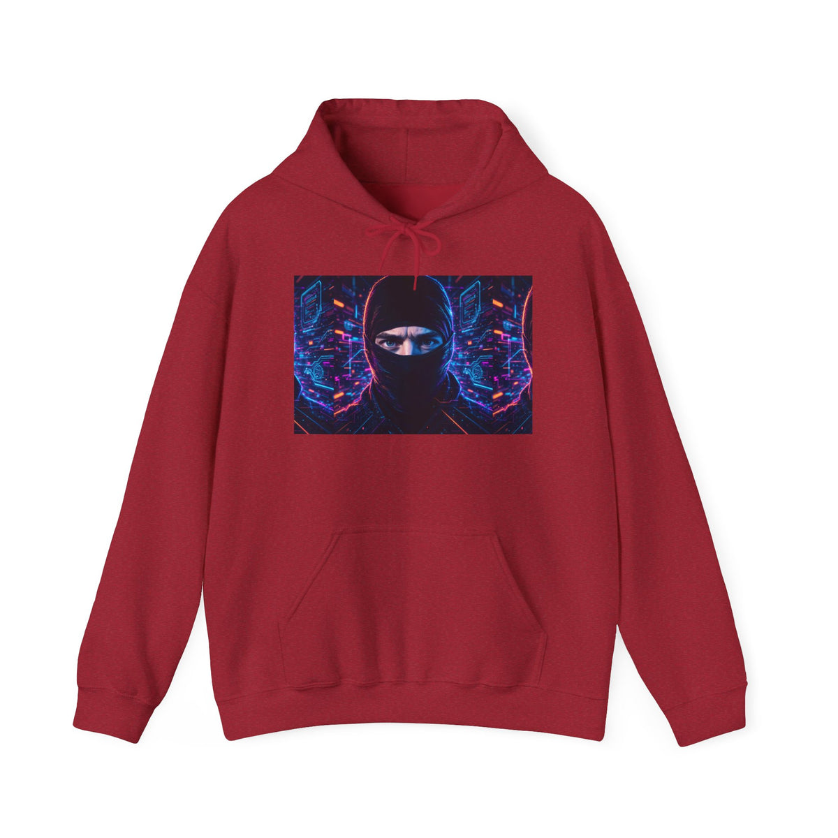 Ninja Cyberpunk Hoodie — Neon Futuristic Masked Warrior Sweatshirt