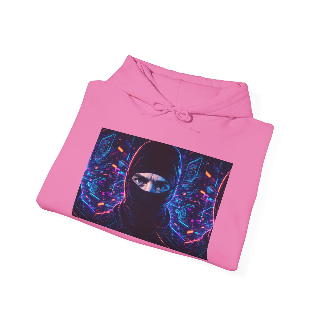 Ninja Cyberpunk Hoodie — Neon Futuristic Masked Warrior Sweatshirt