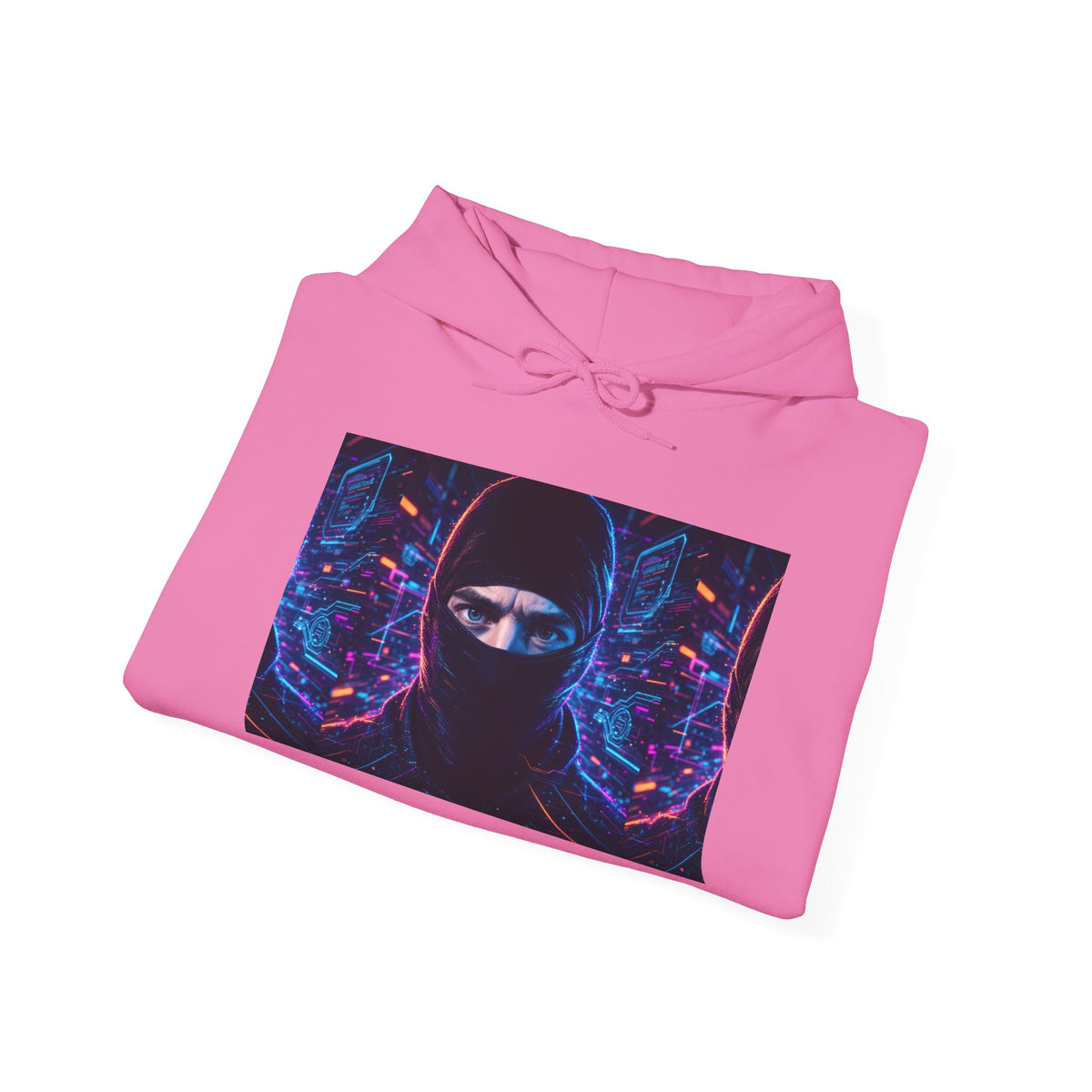 Ninja Cyberpunk Hoodie — Neon Futuristic Masked Warrior Sweatshirt