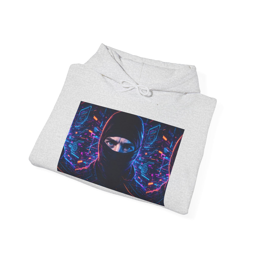 Ninja Cyberpunk Hoodie — Neon Futuristic Masked Warrior Sweatshirt