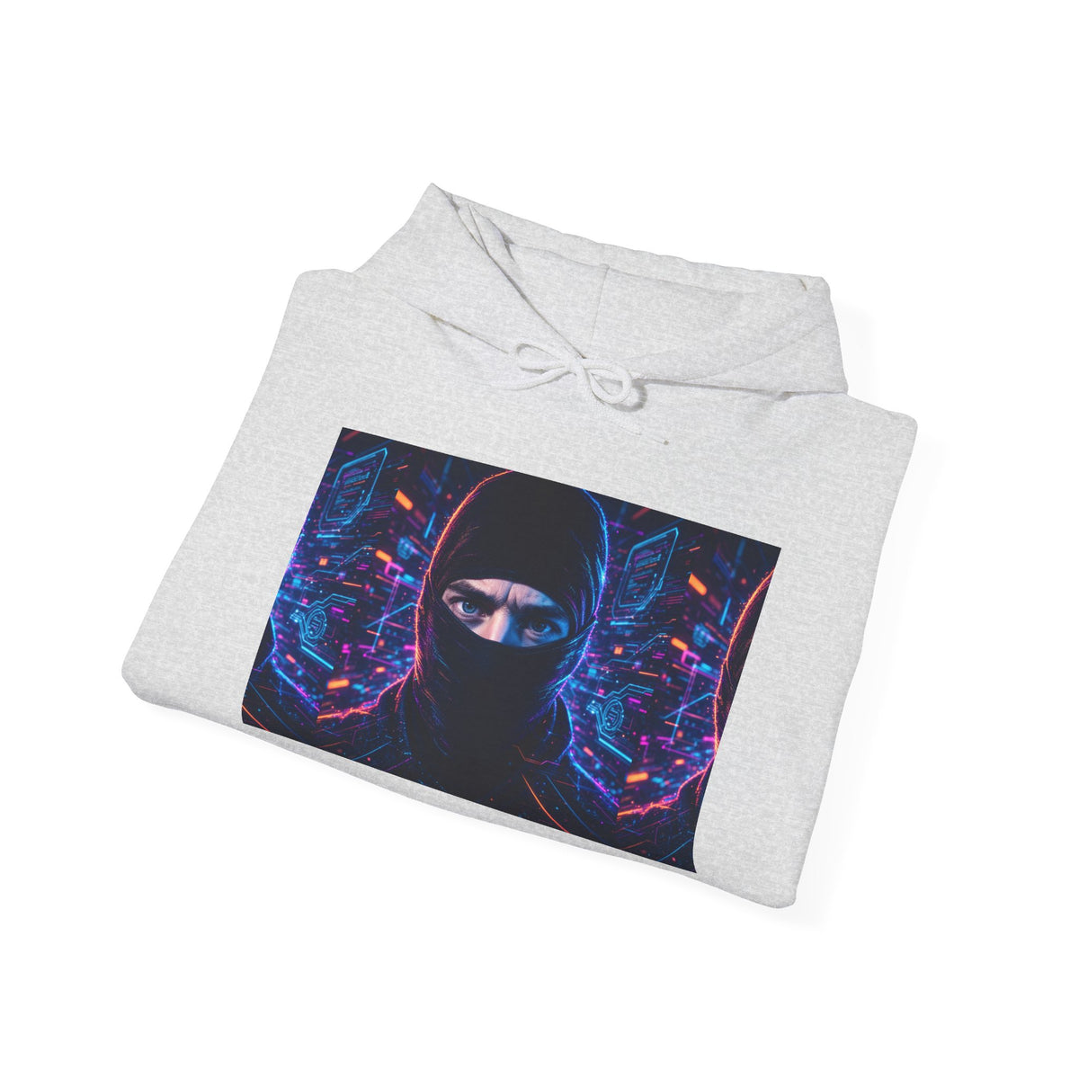 Ninja Cyberpunk Hoodie — Neon Futuristic Masked Warrior Sweatshirt