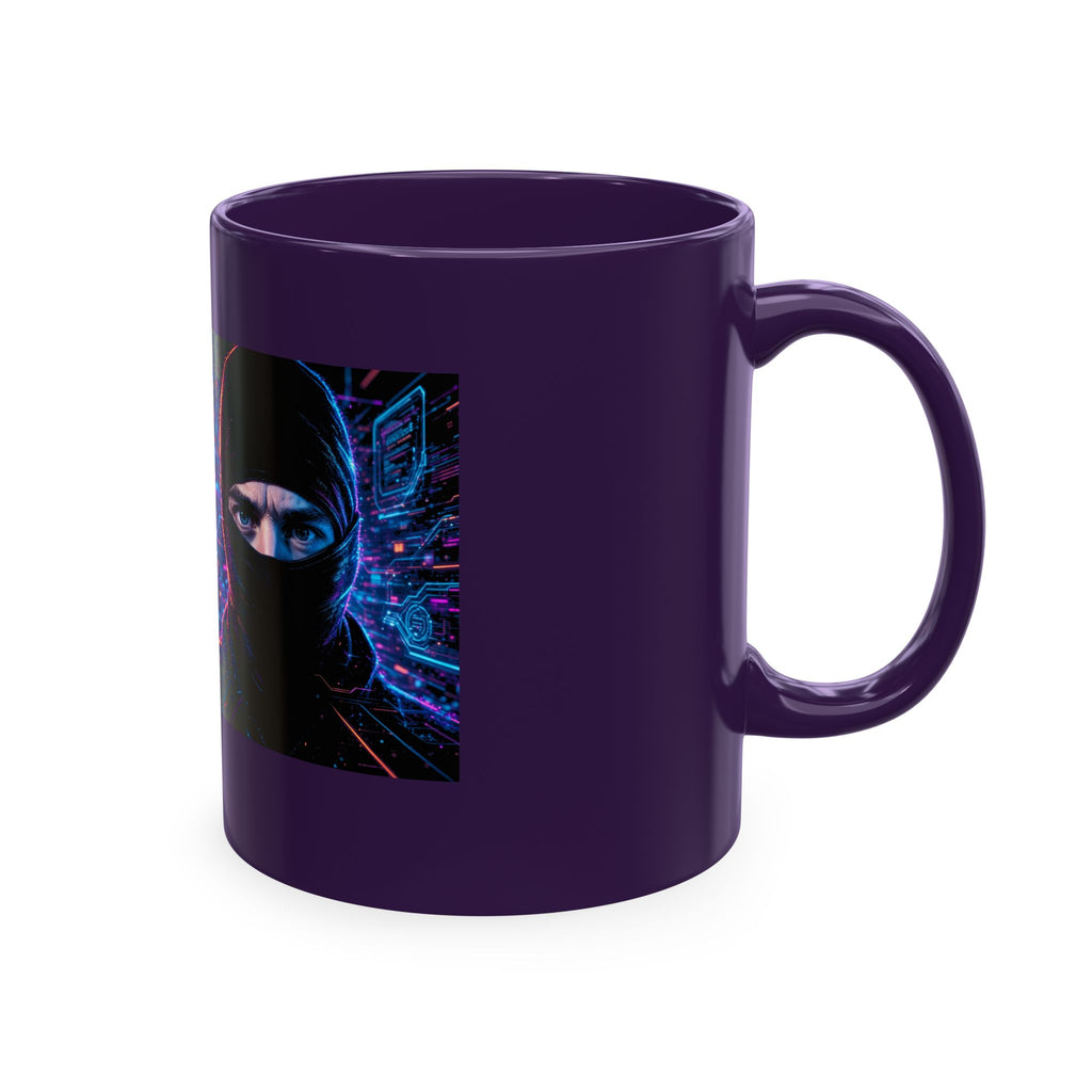Cyber Ape & Ninja Ceramic Mug — Retro Futuristic Gamer Coffee Cup
