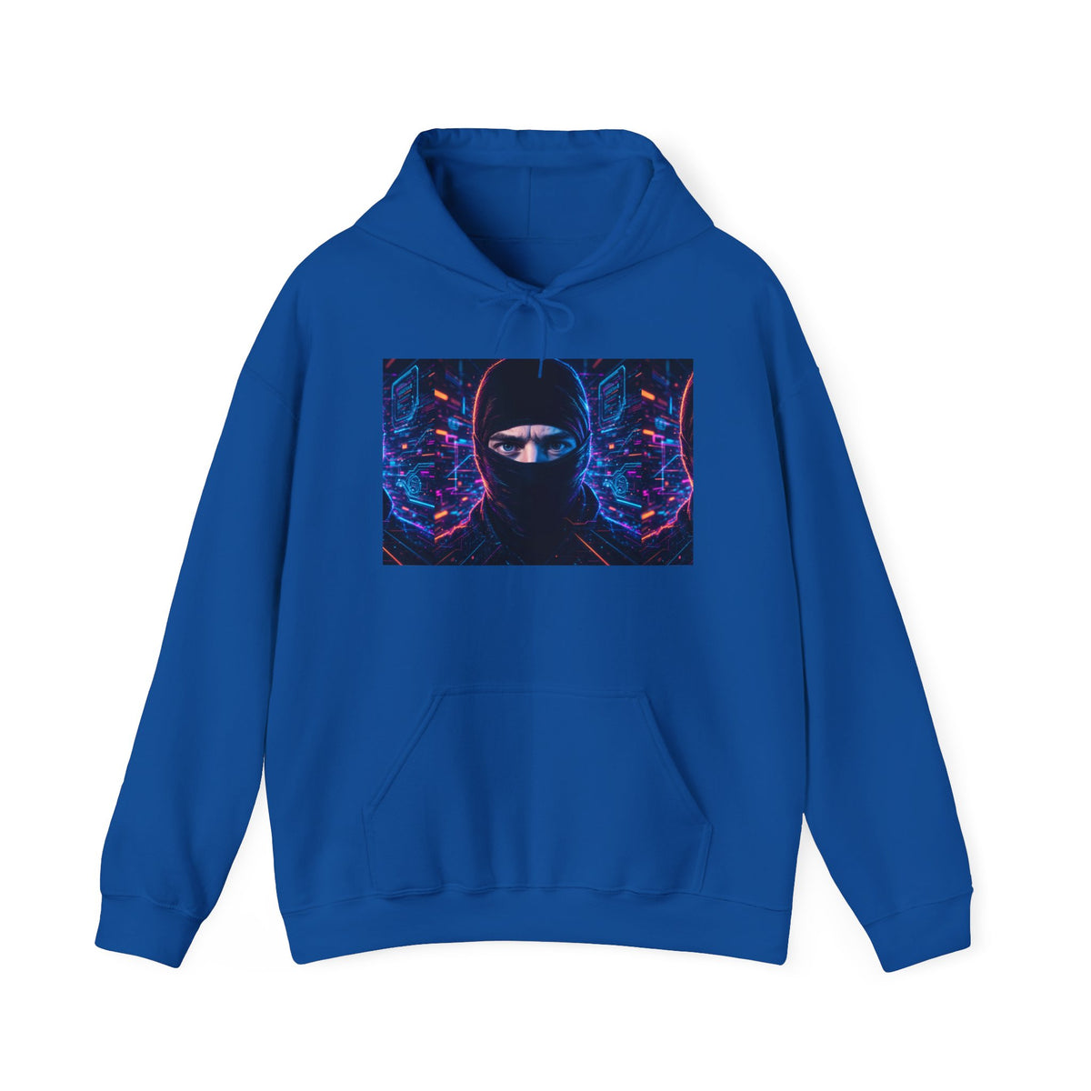 Ninja Cyberpunk Hoodie — Neon Futuristic Masked Warrior Sweatshirt