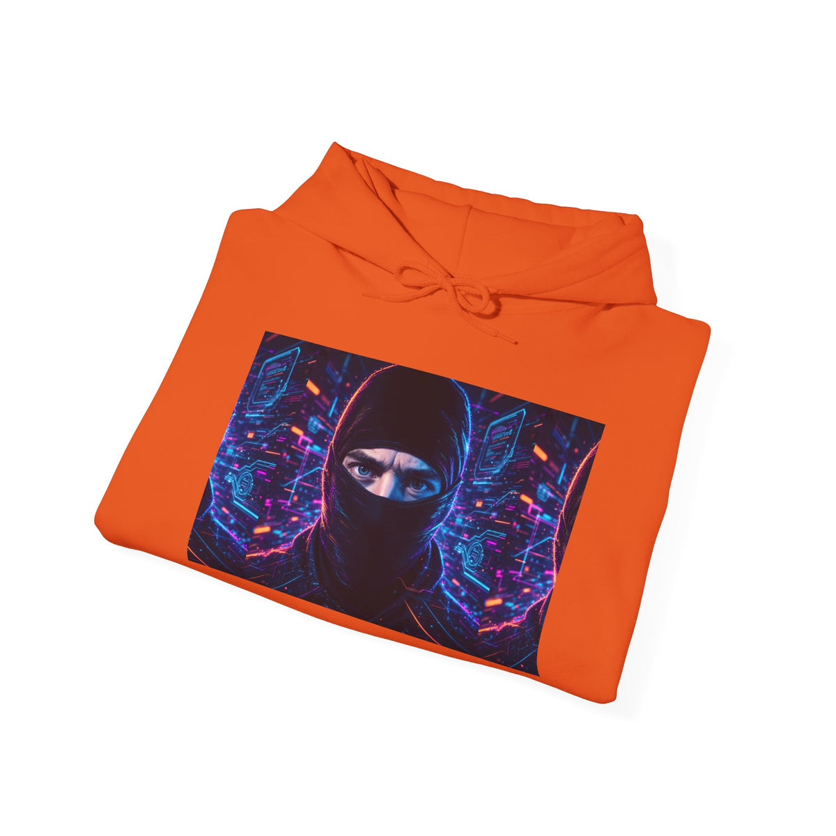 Ninja Cyberpunk Hoodie — Neon Futuristic Masked Warrior Sweatshirt